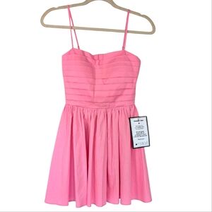 NWT B. Darlin Pink Fit & Flare Mini Dress Sleeveless Spaghetti Straps Women’s 0